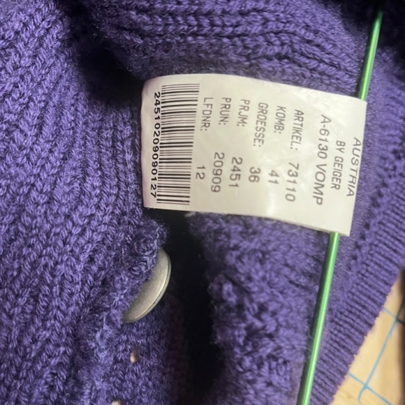 Austrian Wool Geiger Collections Royal Purple Textured Knit Cardigan Tag/Size 36 - Picture 14 of 16